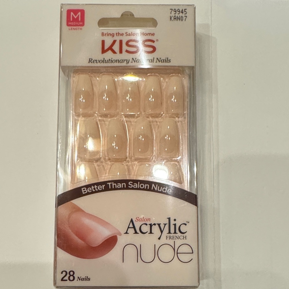 KISS Salon Acrylic French Tip Nude Nails - Medium Length